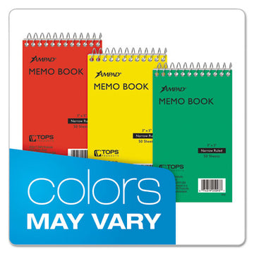 Ampad® Memo Pads, Narrow Rule, Randomly Assorted Cover Colors, 50 White 3 X 5 Sheets freeshipping - TVN Wholesale